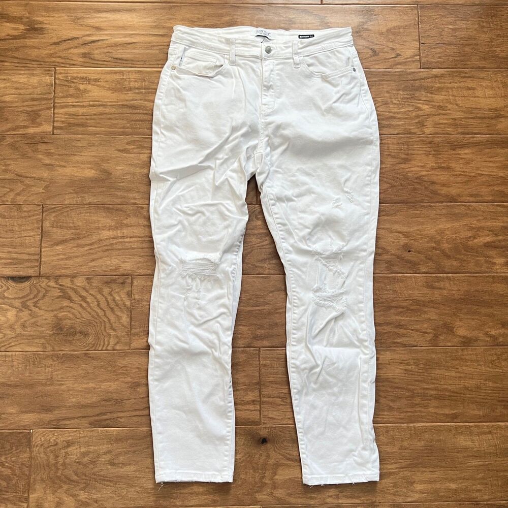Judy Blue Jeans Boyfriend Fit Size 13/31 White Distressed JB82276